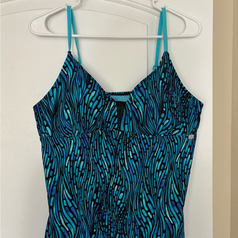 Floral Purple and Blue Spaghetti Strap Tankini Tops - Picture 5 of 10
